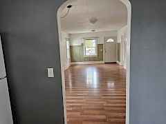 From kitchen across living room